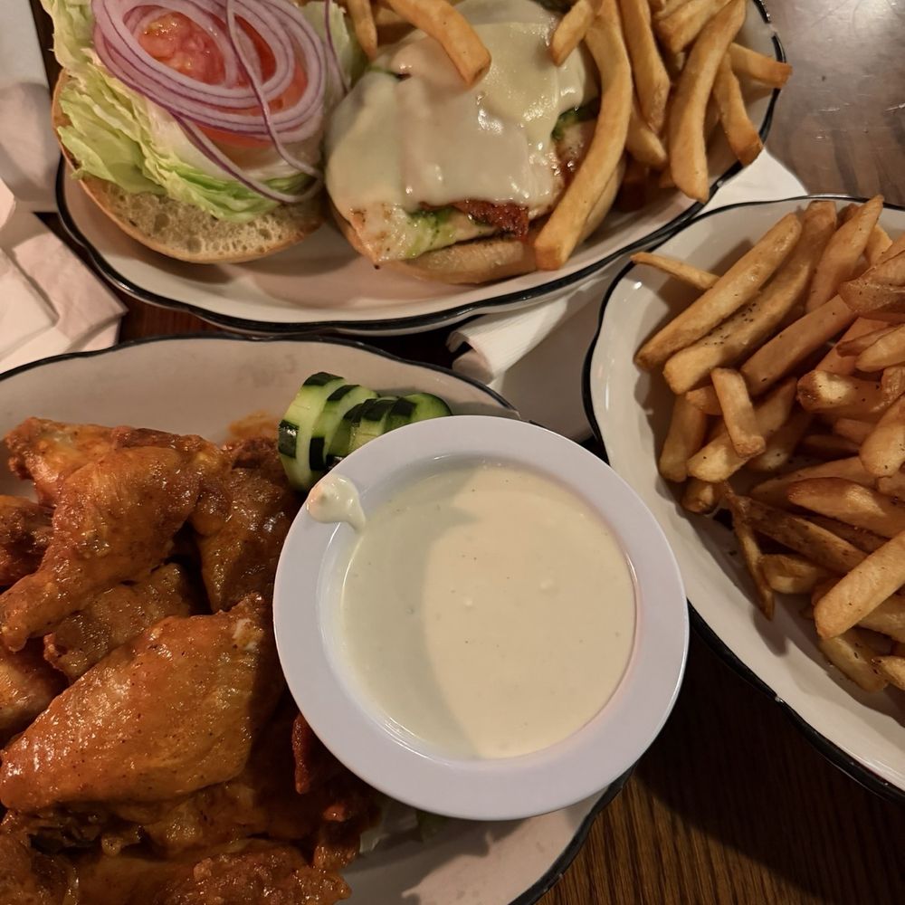 Buffalo Wings and Fries Chicken Pesto Foccacia with Fries Buffalo Wings and Fries Chicken Pesto Foccacia with Fries