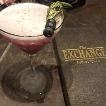 The Exchange Pub + Kitchen - Blueberry jam, gin, lavender, and egg white cocktail on the current menu (May 2019). Delish. - Gastropubs Near Me - New Albany, Indiana The Exchange Pub + Kitchen - Blueberry jam, gin, lavender, and egg white cocktail on the current menu (May 2019). Delish. - Gastropubs Near Me - New Albany, Indiana