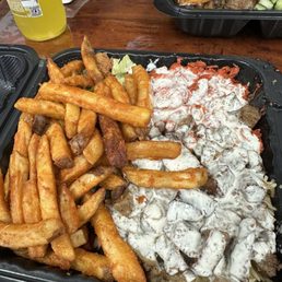 Chicken & lamb over rice plate