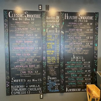 Gloria’s - Posted drink menu for their cafe - Juice Bars & Smoothies Near Me - Moab, Utah