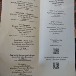 Their lunch menu for German Their lunch menu for German