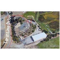 Google map diagram of Mtz dog park. Follow red line to entrance of dog park.