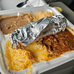 Shamrock Tacos - Strangest Carne Guisada to date with the melting BALL of shredded Cheese