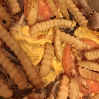 Late Nite Hackensack Pizza and Steak - Cheeseburger pizza (added onions and tomatoes) - Pizza Near Me - Hackensack, New Jersey Late Nite Hackensack Pizza and Steak - Cheeseburger pizza (added onions and tomatoes) - Pizza Near Me - Hackensack, New Jersey