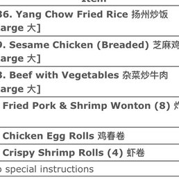 Our dinner order for 4 Our dinner order for 4