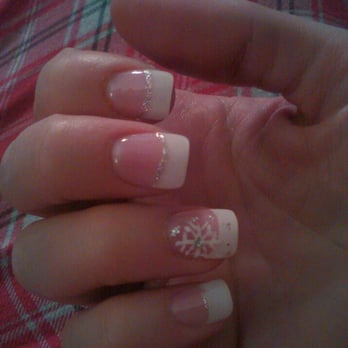 Odyssey Nails - French manicure with glitter and snowflake :-) - Nail Salons Near Me - Dixon, California Odyssey Nails - French manicure with glitter and snowflake :-) - Nail Salons Near Me - Dixon, California