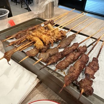 Meet U BBQ - skewers! the enoki one is yummy - honestly all of them are! beef tongue was a little too thin though - Barbeque Near Me - San Gabriel, California