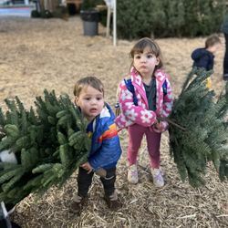 Nativity School Christmas Tree Lot - two of our happy customers