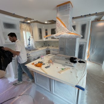 Cabinet Refinishing Specialist - Lots of masking after the doors were all removed. - Refinishing Services Near Me - Burbank, California Cabinet Refinishing Specialist - Lots of masking after the doors were all removed. - Refinishing Services Near Me - Burbank, California