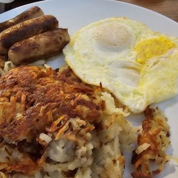 Nick’s Breakfast & Coffee - 2 egg plate with really good sausage and crispy hashbrowns - Breakfast & Brunch Near Me - Leander, Texas Nick’s Breakfast & Coffee - 2 egg plate with really good sausage and crispy hashbrowns - Breakfast & Brunch Near Me - Leander, Texas