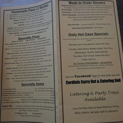 Cordials Carry Out & Catering Deli - New menu