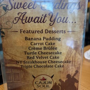 Cajun Soul Bistro & Bar - Dessert menu - Cajun/Creole Near Me - Cocoa, Florida