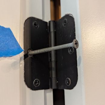 Monarch Custom Homes - Instead of a drywall screw like other hinges, this one seems to be an exterior 3.5in. screw. - Home Developers Near Me
