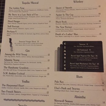 Elsa - The menu - Cocktail Bars Near Me - Brooklyn, New York
