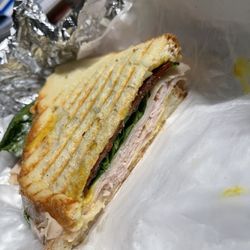 Pink Panini Soups & Salads - half of the Smoked Pepper Jack Turkey Panini