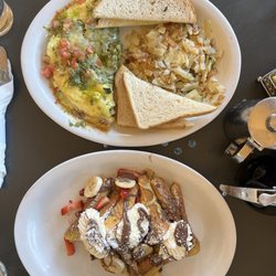 Stacks - Pesto Chicken Omelet Strawberry Nutella Banana French Toast