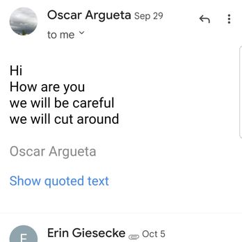 Oscar Argueta Lawn Services - His email confirming he would be careful. - Lawn Services Near Me Oscar Argueta Lawn Services - His email confirming he would be careful. - Lawn Services Near Me