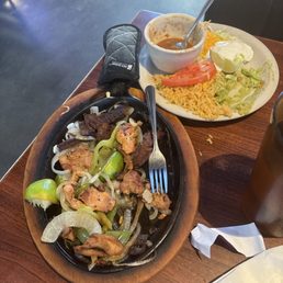 Beef and chicken fajitas