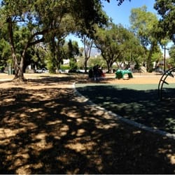 The smaller of the two play structures...