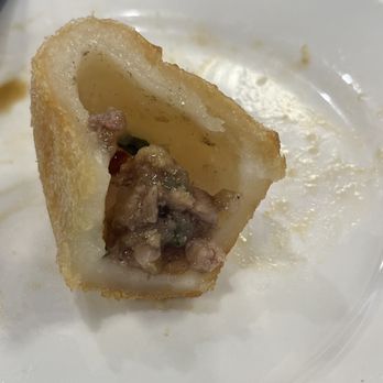 Diamond Palace - A. Deep-Fried Meat Dumpling (interior, cut in half) - Dim Sum Near Me - San Diego, California