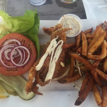 Aqua Restaurant - Softshell crab sandwich with truffle fries - Seafood Near Me - Duck, North Carolina