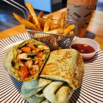 Dolce Paradiso - Veggie wrap with grilled chicken and seasoned fries - Bakeries Near Me - Addison, Texas