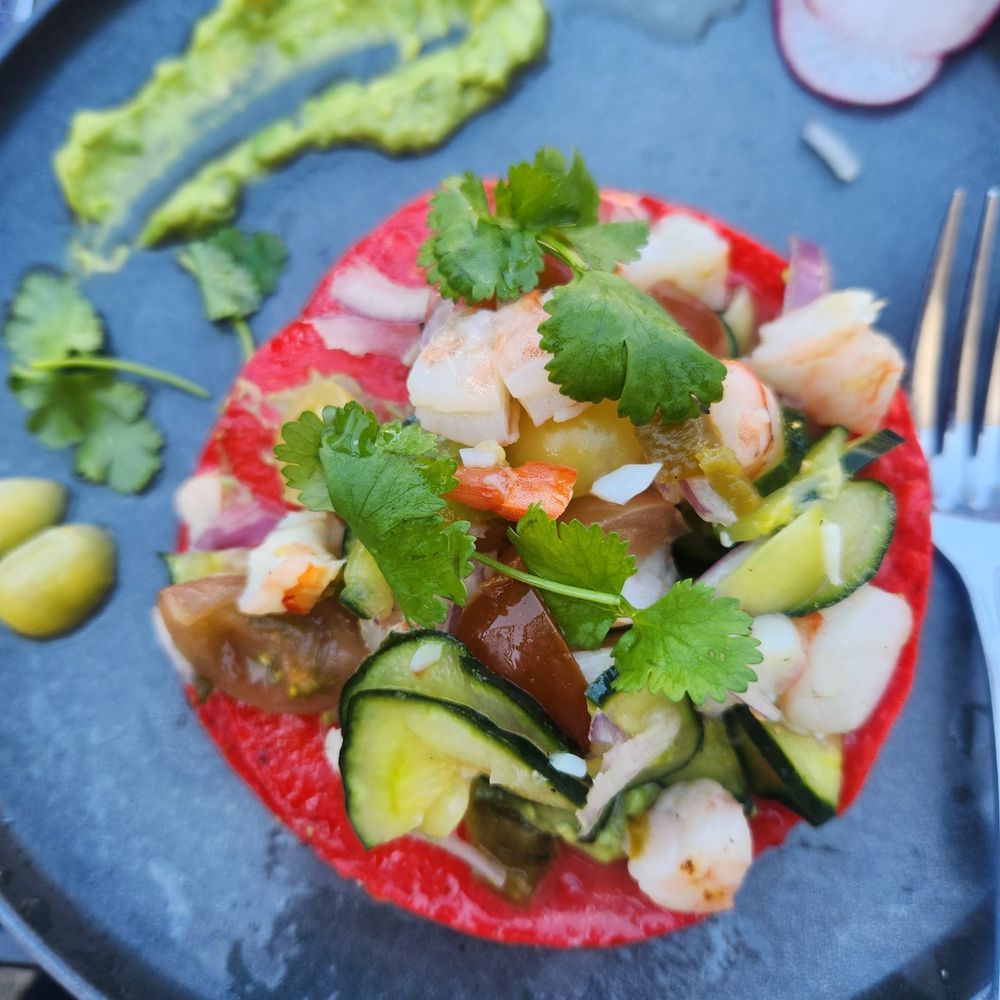 The Brunch House - Shrimp on beet tostada - Breakfast & Brunch Near Me - Temecula, California The Brunch House - Shrimp on beet tostada - Breakfast & Brunch Near Me - Temecula, California