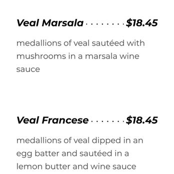 La Villa - What's included with veal. - Pizza Near Me - Chicago, Illinois La Villa - What's included with veal. - Pizza Near Me - Chicago, Illinois