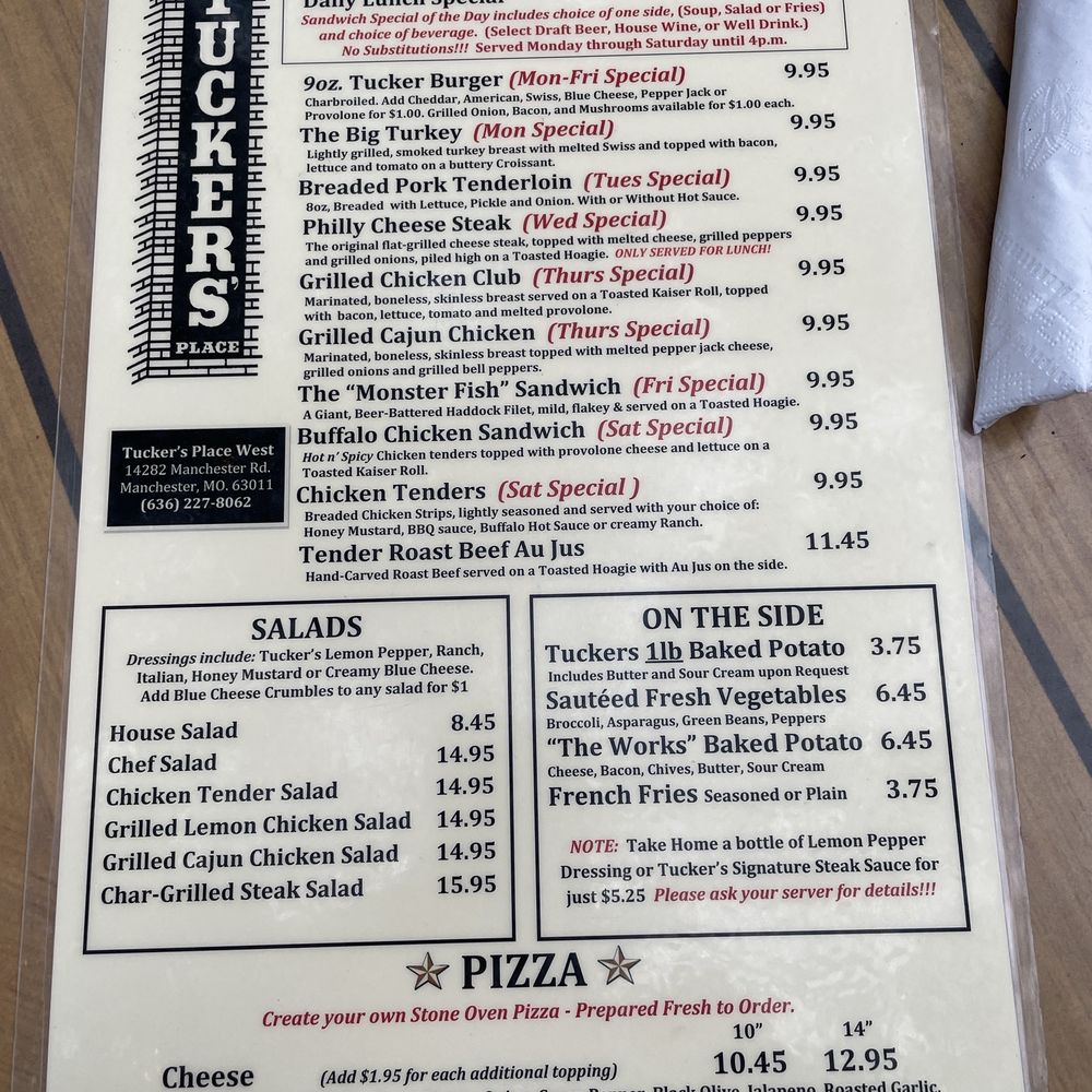 Tucker's Place - Menu p2 - American Near Me - Ballwin, Missouri Tucker's Place - Menu p2 - American Near Me - Ballwin, Missouri