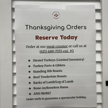 Spangler's Market - Thanksgiving menu options - Grocery Near Me - San Francisco, California Spangler's Market - Thanksgiving menu options - Grocery Near Me - San Francisco, California