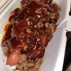 Chopp's Kitchen - Beef Bacon Dog topped with Brisket.
