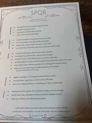 Menu photo 5 SPQR San Francisco, CA