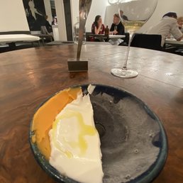 Carrot ice cream with yogurt and olive oil