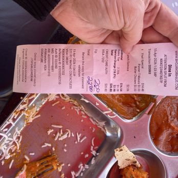 Bhojan Griha - Be aware large groups - service fee does NOT include tip. Receipt including 18% service fee that goes to the restaurant + added tip. - Indian Near Me - San Diego, California