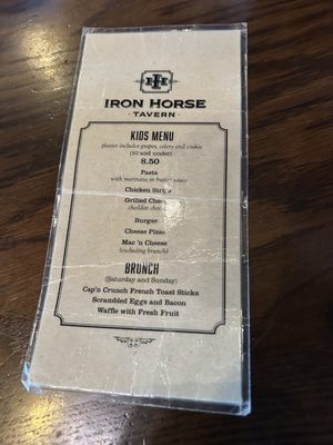 Menu photo 1 Iron Horse Tavern Folsom, CA