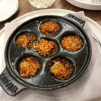 Vernick Fish - broiled oysters, 'nduja butter, lemon - Seafood Near Me - Philadelphia, Pennsylvania Vernick Fish - broiled oysters, 'nduja butter, lemon - Seafood Near Me - Philadelphia, Pennsylvania