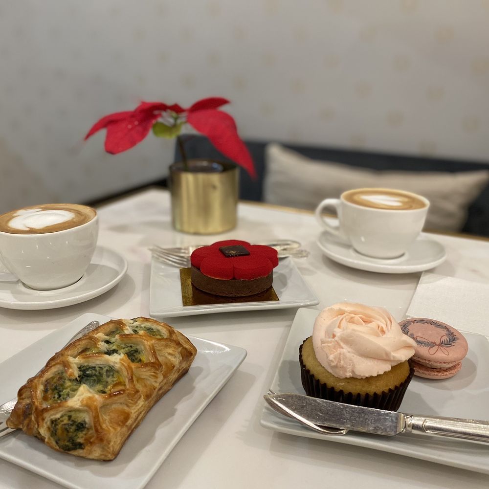 Marvel Cake - Spinach feta danish, raspberry macaron, chocolate mouse, cappuccino, vanilla cupcake - Bakeries Near Me - Campbell, California