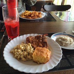 Angelo's - Kool Aid to wash down the chicken, mac and cheese, corn bread, and mashed potatoes.
