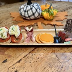Hopkins Vineyard - "CharBOOterie Board": "Mozzarella Ghost Crostini", "Bloody Prosciutto Fingers", "Mimolette Pumpkins" and "Gummy Worms in Dirt"