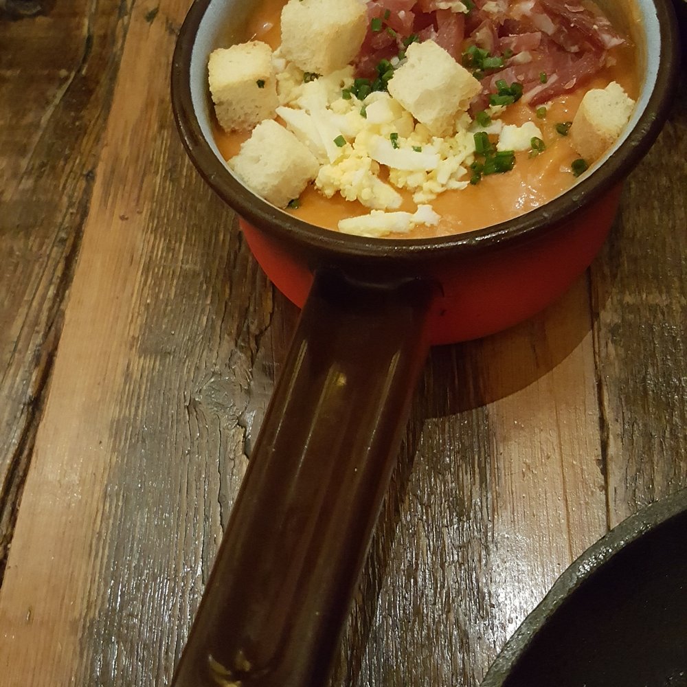 Perro Viejo - Salmojero was delicious. It's a cold soup similar to gaspacho just without the cucumber. A dish well known in Seville. - Tapas Bars Near Me - Seville, SE Perro Viejo - Salmojero was delicious. It's a cold soup similar to gaspacho just without the cucumber. A dish well known in Seville. - Tapas Bars Near Me - Seville, SE