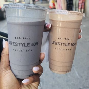 Lifestyle 1104 Juice Bar - Chocolate Whey w/ Spirulina (veganized) and regular Chocolate Whey (on the right) - Juice Bars & Smoothies Near Me - Bronx, New York Lifestyle 1104 Juice Bar - Chocolate Whey w/ Spirulina (veganized) and regular Chocolate Whey (on the right) - Juice Bars & Smoothies Near Me - Bronx, New York