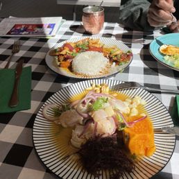 Ceviche chicken sautee and scallops.