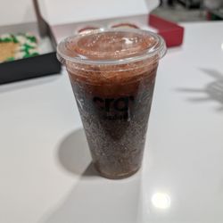 Dr pepper with strawberry and vanilla puree