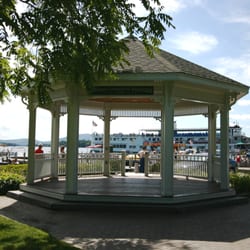 Wolfeboro Bay Real Estate - Gazebo w/Mount Washington Tour Boat in background
