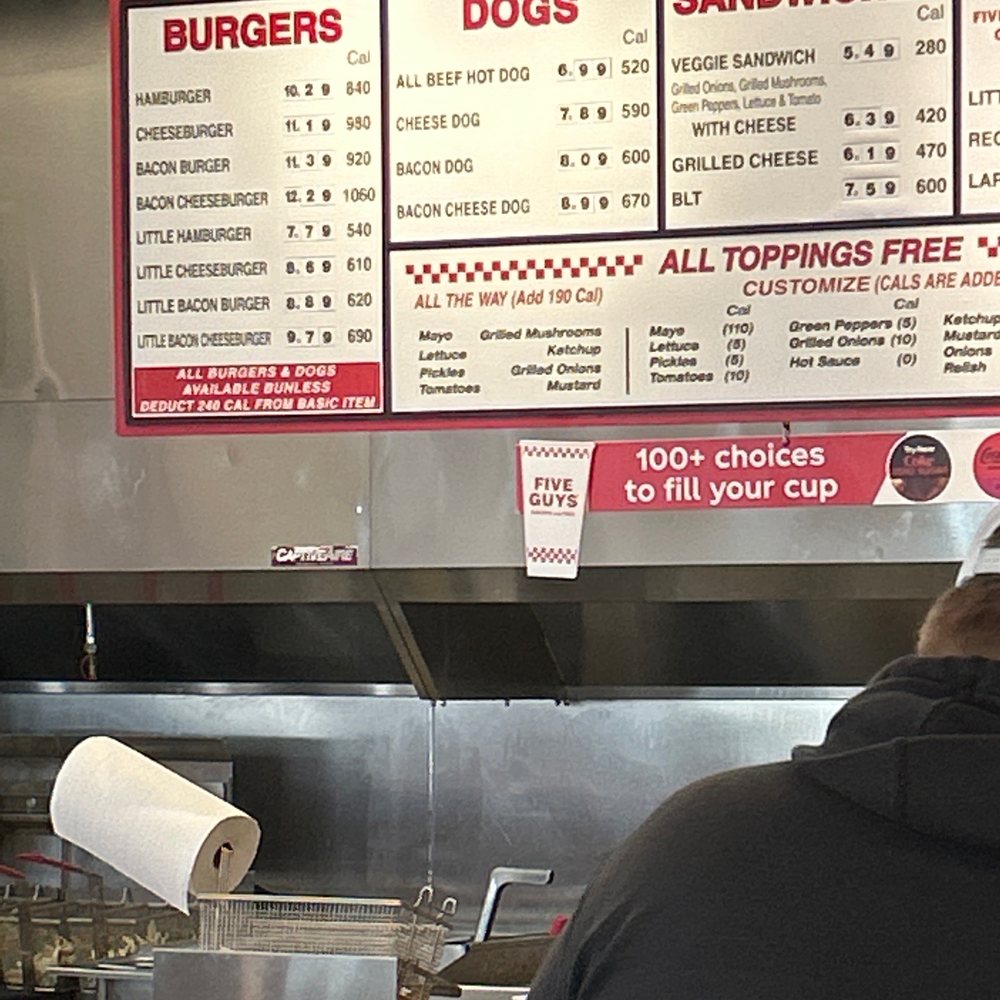 Five Guys - Menu - Burgers Near Me - Miamisburg, Ohio Five Guys - Menu - Burgers Near Me - Miamisburg, Ohio