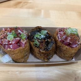 Seared tuna, unagi, another seared tuna