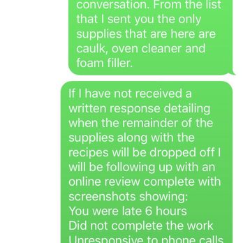 Renee's Property Improvers - a text message from a customer - Home Cleaning Near Me Renee's Property Improvers - a text message from a customer - Home Cleaning Near Me