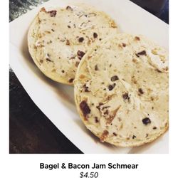 Scappoose Bagel - Current online order menu with bagel and bacon smear $4.50