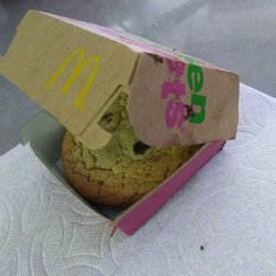 McDonald's - Chicken McNuggets box filled with 3chocolate chip cookies instead.