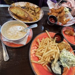 Crabcake, cream of crab soup, wicked pasta & chicken tenders.. FOOD IS FIRE! 12/10